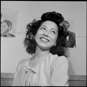 Heart Mountain Relocation Center, Heart Mountain, Wyoming. Pretty Hideko Takehara, 18-year-old Hear . . . - NARA - 539730