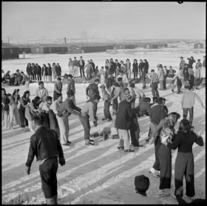 Heart Mountain Relocation Center, Heart Mountain, Wyoming. Residents of Japanese ancestry, at the H . . . - NARA - 539240