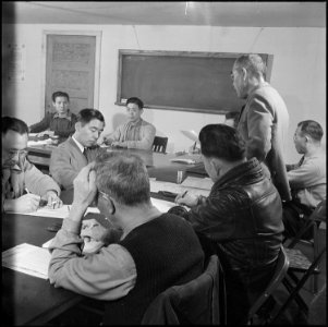 Heart Mountain Relocation Center, Heart Mountain, Wyoming. The Heart Mountain Community Counsel mee . . . - NARA - 539723
