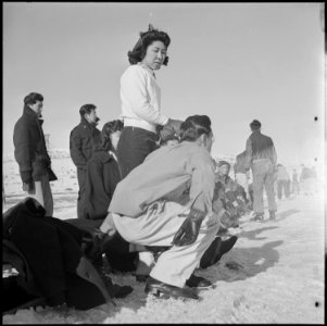 Heart Mountain Relocation Center, Heart Mountain, Wyoming. The enthusiasm was immediate as cold Wyo . . . - NARA - 539184