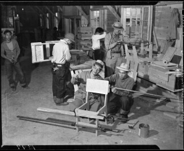 Heart Mountain Relocaton Center, Heart Mountain., Wyoming. Furniture for the schools, public buildi . . . - NARA - 538762