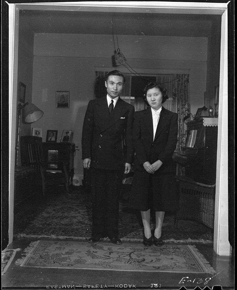 Heart Mountain Relocation Center, Heart Mountain, Wyoming. Heart Mountain's first bride and groom p . . . - NARA - 538794