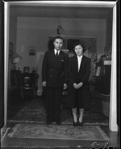 Heart Mountain Relocation Center, Heart Mountain, Wyoming. Heart Mountain's first bride and groom p . . . - NARA - 538794
