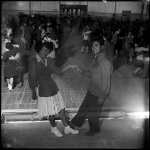 Heart Mountain Relocation Center, Heart Mountain, Wyoming. Laverne Kurahara and Tubbie Kunimatsu, . . . - NARA - 539454 photo