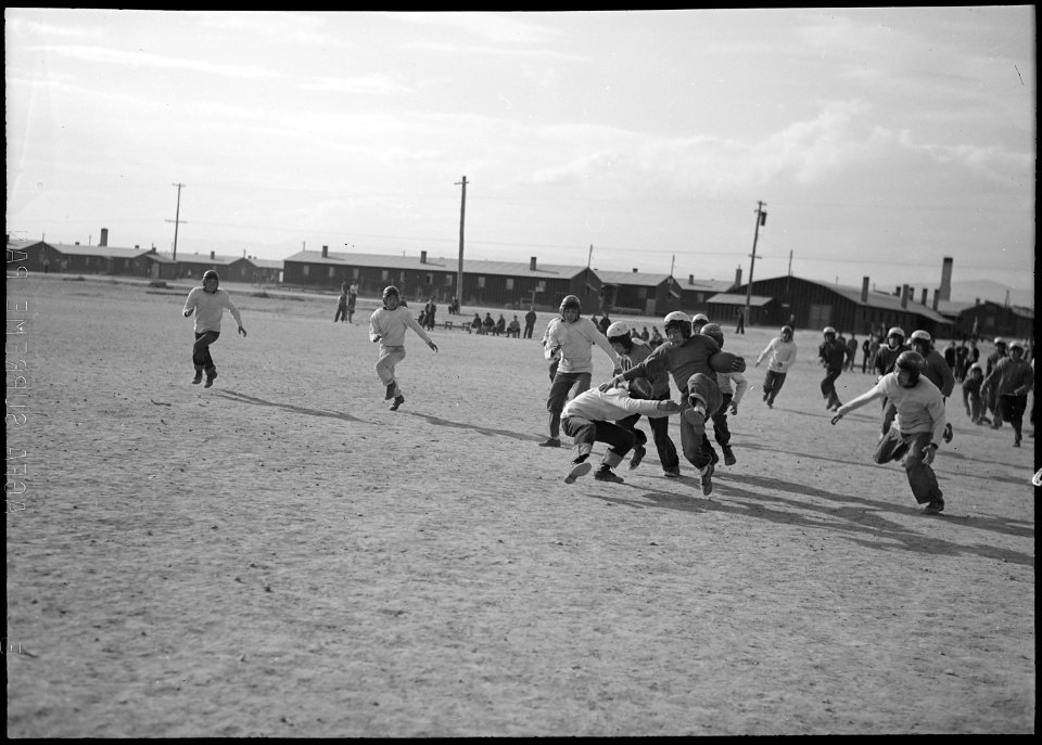 Heart Mountain Relocation Center, Heart Mountain, Wyoming. Real action can be expected when two of . . . - NARA - 539444