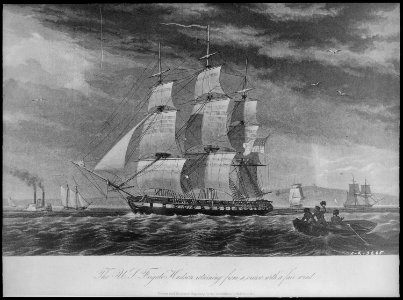 Hudson (formerly the Liberator), 1826. Port bow, under sail, 1826 - NARA - 512996