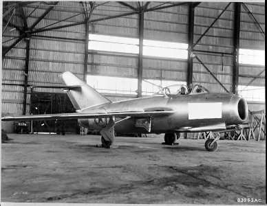 HQ. FEAF, TOKYO - Pictured here is the Russian-built MIG-15 fighter interceptor which was flown to a U.S. Air Force... - NARA - 542266