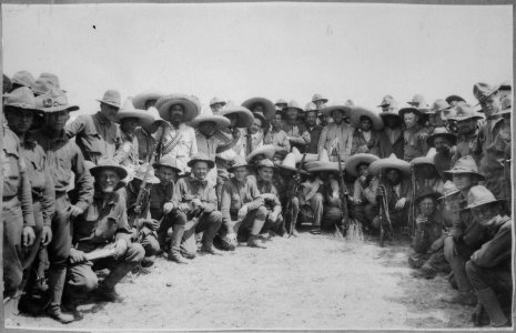 In Camp near San Antonio, Mexico, with the 6th Infantry, April 27, 1916-United States and Carranzista soldiers., 1916 - - NARA - 523007