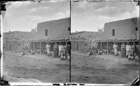 Indians and two white men. Zuni Pueblo, New Mexico - NARA - 519820