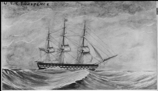 Independence, 1815. 74-gun ship of the line. Starboard side, under sail - NARA - 512951
