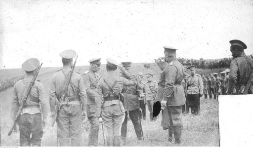 Ignacy Paweł Fudakowski - Rewia wojsk rosyjskich pod Świniuchami na Wołyniu z udziałem wielkiego księcia Georgija Michajłowicza Romanowa (94-91-4)