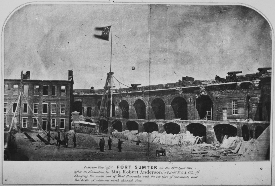 Interior view of Fort Sumter on the 14th April 1861, after its evacuation by Major Robert Anderson, 1st Artillery. U.S.A - NARA - 532292