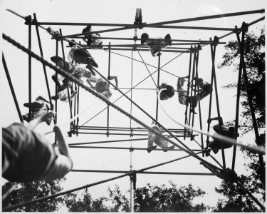 Jeds on high bars in obstacle course. Milton Hall, England, circa 1944., 1943 - 1944 - NARA - 540062