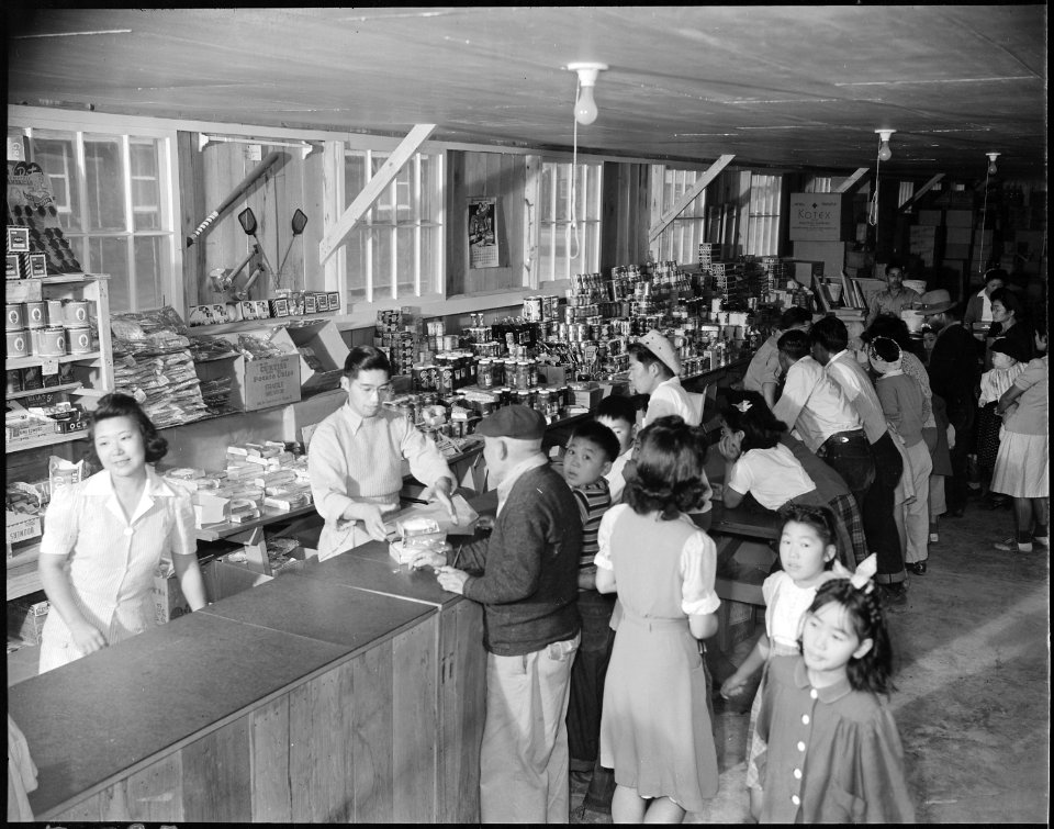 Jerome Relocation Center, Denson, Arkansas. A view of the interior of the store in Block 8, showing . . . - NARA - 538888