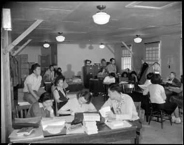Jerome Relocation Center, Denson, Arkansas. A view of the office section of the Education Director, . . . - NARA - 538858