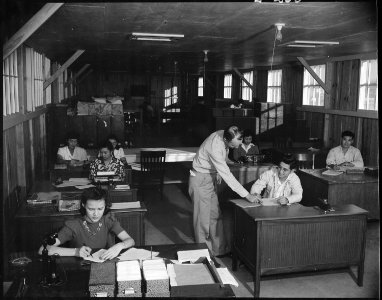 Jerome Relocation Center, Denson, Arkansas. A view showing the Housing Department at this relocatio . . . - NARA - 538851