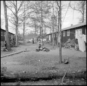 Jerome Relocation Center, Denson, Arkansas. A street scene on Block 7 on a November afternoon. - NARA - 538834