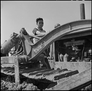 Jerome Relocation Center, Denson, Arkansas. Maintaing center roadways, despite Arkansas rainy sprin . . . - NARA - 539338