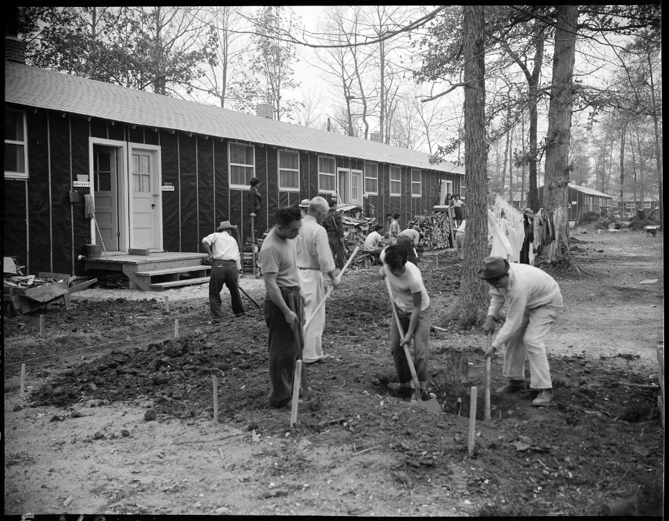 Jerome Relocation Center, Denson, Arkansas. A typical street scene in Block 30. - NARA - 538862