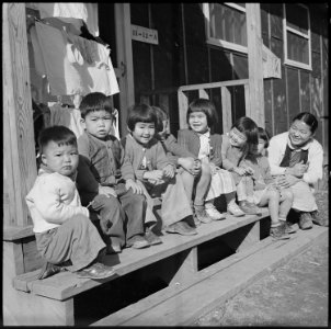 Jerome Relocation Center, Dermott, Arkansas. Young children at Jerome Relocation Center. - NARA - 539501