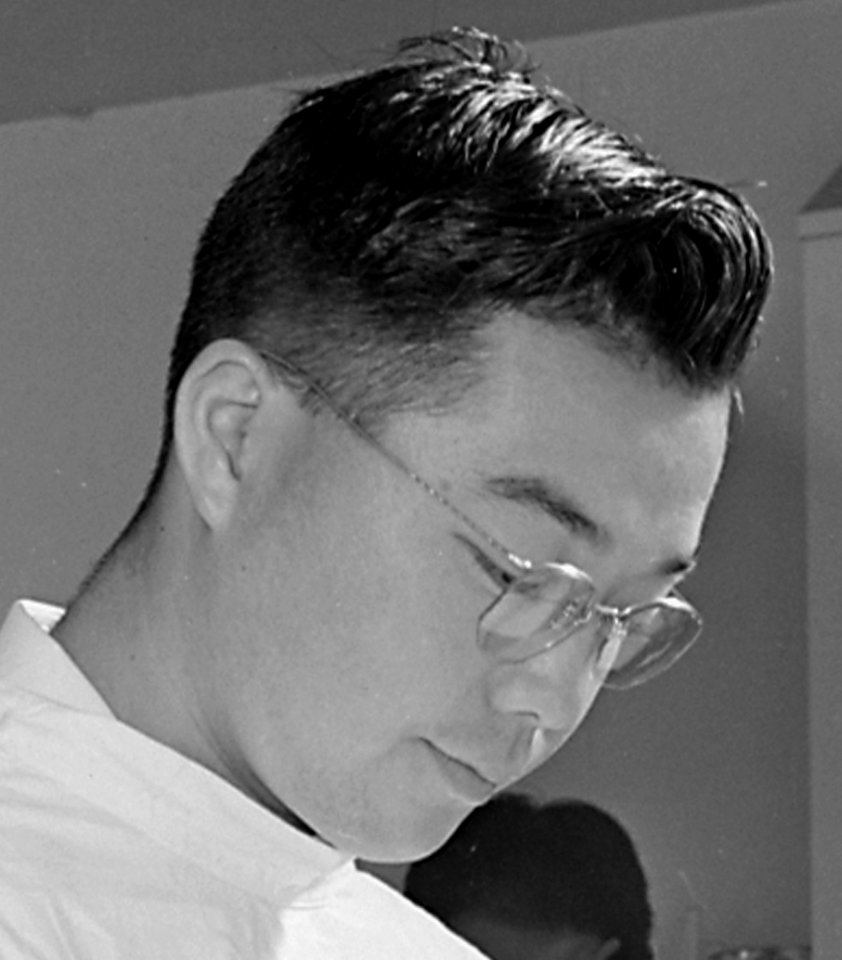 Jerome Relocation Center, Denson, Arkansas. Tom Arase, former California Bio-Chemistry student, per . . . - NARA - 539317 (cropped)