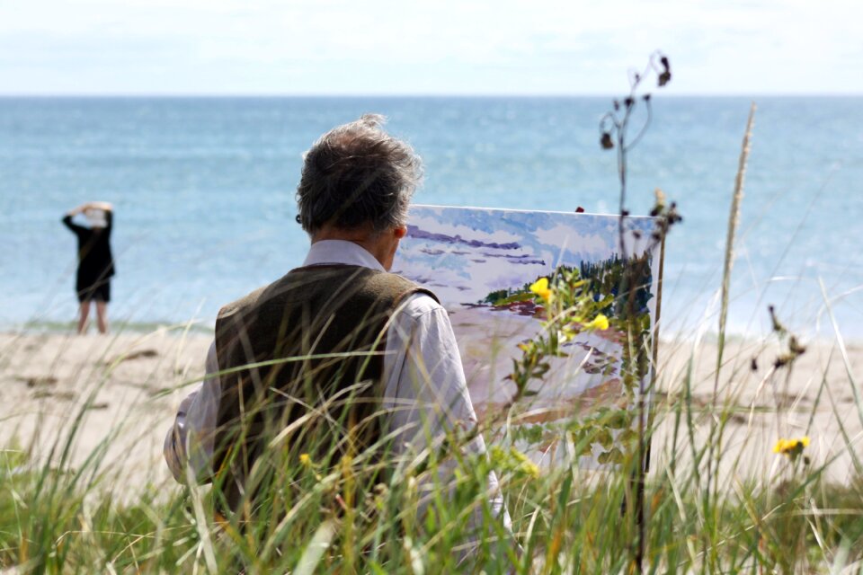 Painting seascape beach