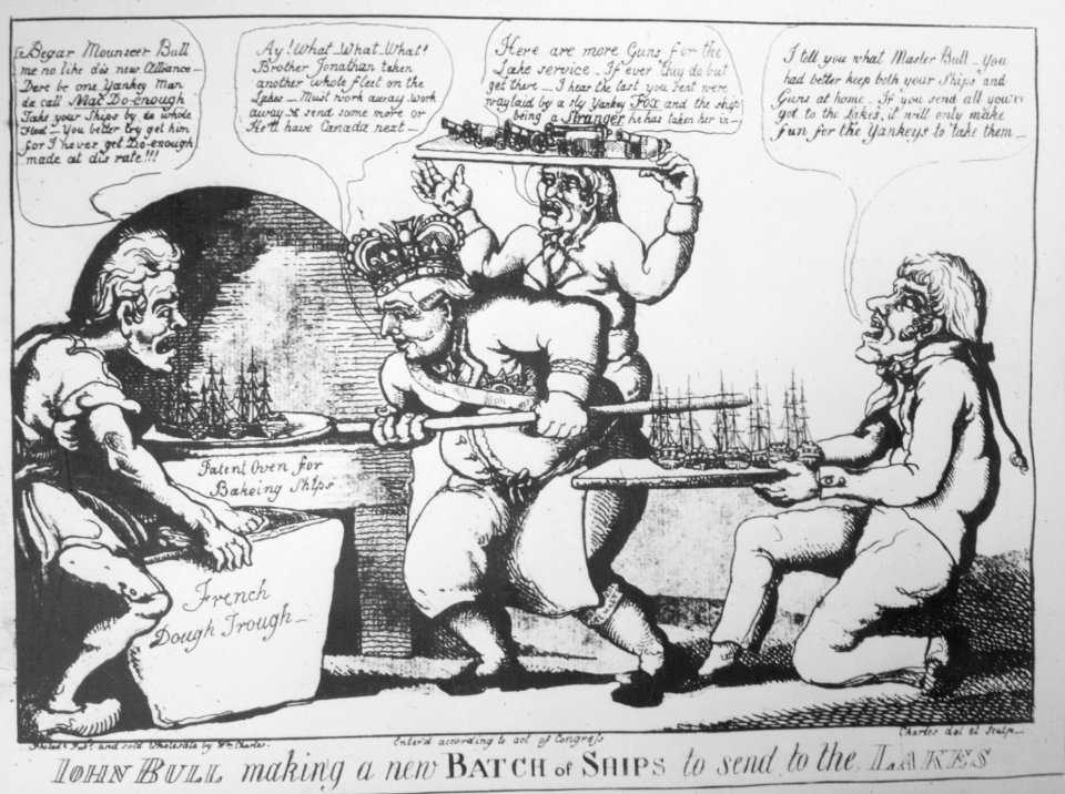 John Bull making a new Batch of Ships to send to the Lakes. After Macdonough's victory over the British fleet on Lake Ch - NARA - 530970