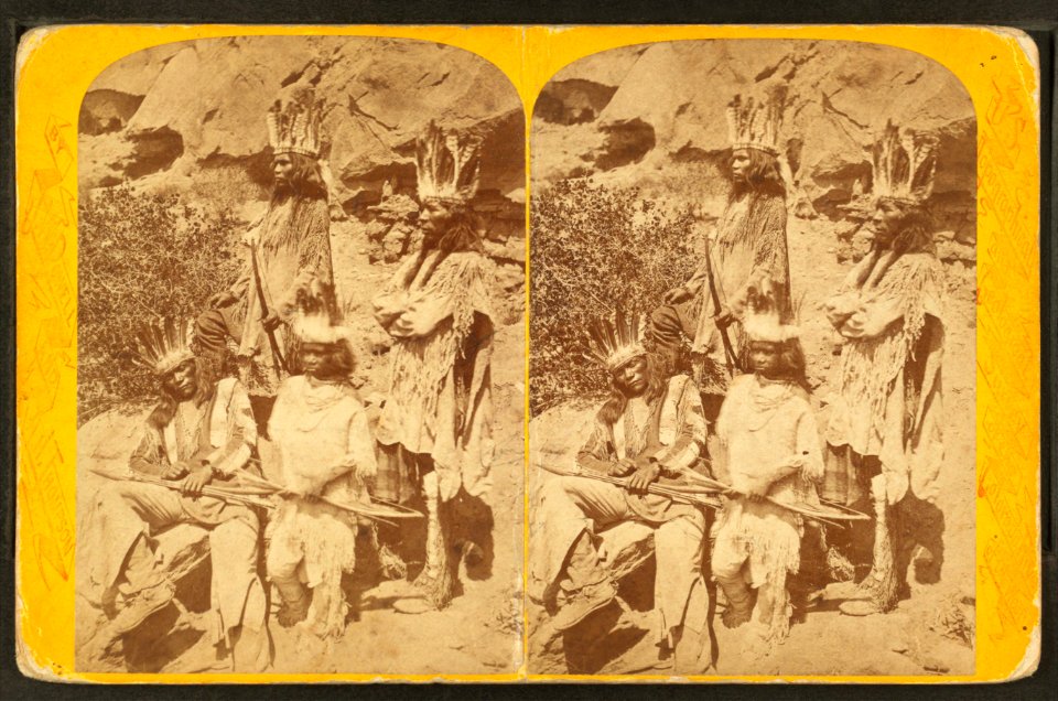 Kai-vav-its, a tribe of Pai Utes living on the Kai-bab Plateau near the Grand Cañon of the Colorado in Northern Arizona - Chu-ar-ru-um-peak and his friends, by Hillers, John K., 1843-1925