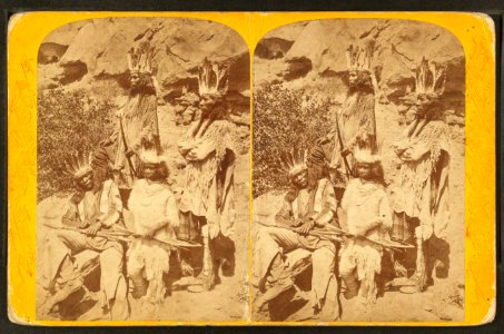 Kai-vav-its, a tribe of Pai Utes living on the Kai-bab Plateau near the Grand Cañon of the Colorado in Northern Arizona - Chu-ar-ru-um-peak and his friends, by Hillers, John K., 1843-1925