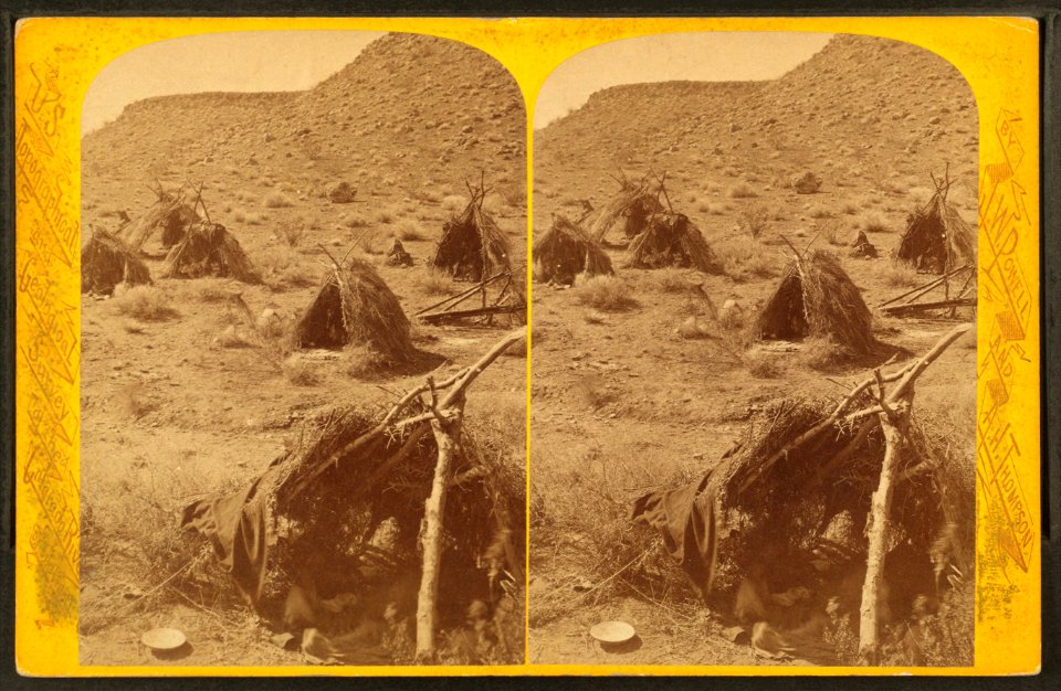 Kai-vav-its, a tribe of Pai Utes living on the Kai-bab Plateau near the Grand Cañon of the Colorado in Northern Arizona - Indian village, by Hillers, John K., 1843-1925