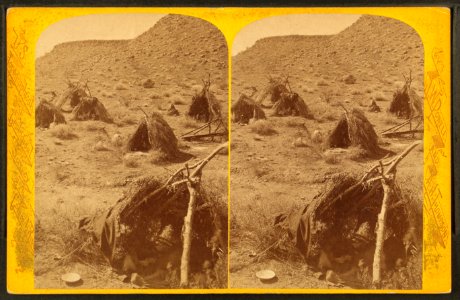 Kai-vav-its, a tribe of Pai Utes living on the Kai-bab Plateau near the Grand Cañon of the Colorado in Northern Arizona - Indian village, by Hillers, John K., 1843-1925