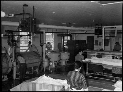 Jerome Relocation Center, Dermott, Arkansas. Hospital laundry. - NARA - 537298