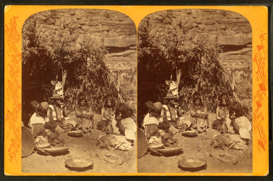 Kai-vav-its, a tribe of Pai Utes living on the Kai-bab Plateau near the Grand Cañon of the Colorado in Northern Arizona - Chu-ar-ru-um-peak and family, by Hillers, John K., 1843-1925