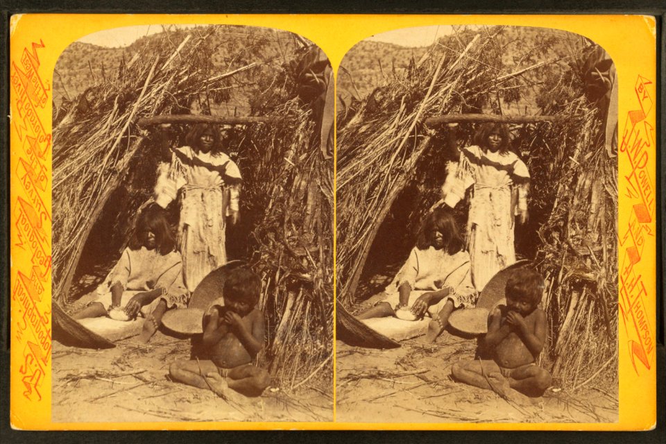 Kai-vav-its, a tribe of Pai Utes living on the Kai-bab Plateau near the Grand Cañon of the Colorado in Northern Arizona - women grinding, by Hillers, John K., 1843-1925