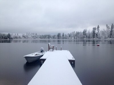 Lake boat frost photo