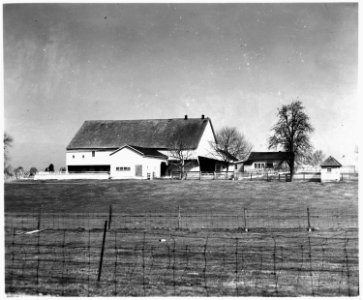 Lancaster County, Pennsylvania. Characteristic of the bank barn are the over-shot, the manure pen, . . . - NARA - 521126 photo