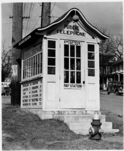 Lancaster County, Pennsylvania. Public phone booths like this one are common in Conservative Amish . . . - NARA - 521058