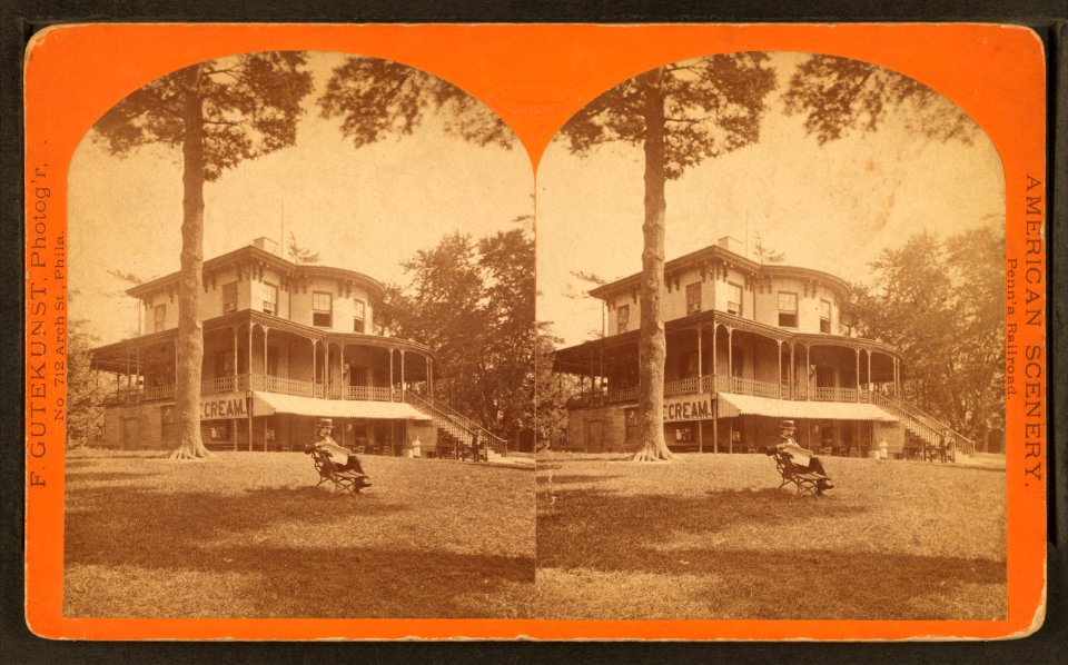Lemon Hill mansion, (including view showing sign for ice cream), by Gutekunst, Frederick, 1831-1917