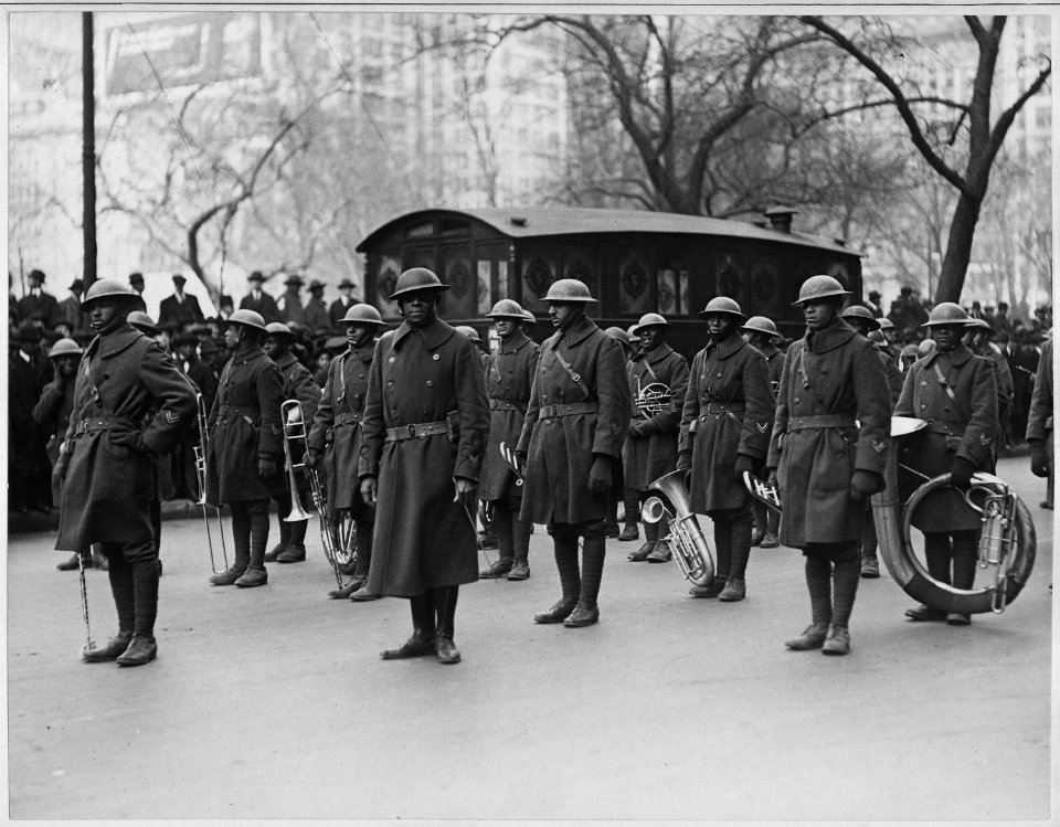 Lieutenant Jimmie (James Reese) Europe and his famous jazz band of the 369th (African American) Infa . . . - NARA - 533521