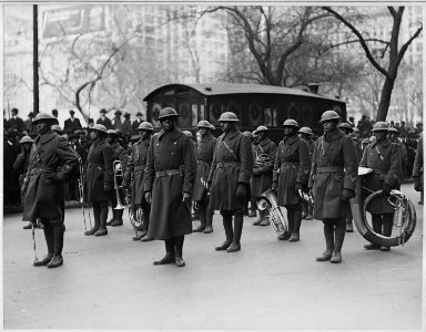 Lieutenant Jimmie (James Reese) Europe and his famous jazz band of the 369th (African American) Infa . . . - NARA - 533521