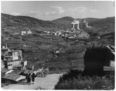 Larderello, Italy. The picture shows Larderello in the background with refrigerators and plant buildings. At left... - NARA - 541722