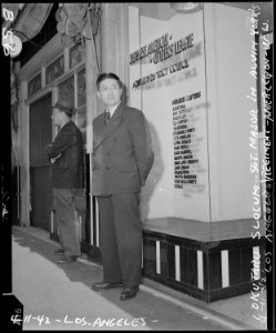 Los Angeles, California. Tokutaro Slocum in front of the Japanese American Citizens League headquar . . . - NARA - 536805