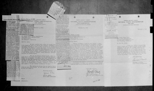 Los Angeles, California. Aircraft Schools. Correspondence from the National Youth Administration offices in Arizona... - NARA - 532190 photo