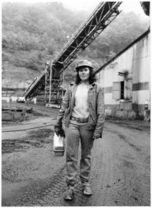 Linda King finds working as a roof bolter's helper at the Bullitt Mine in Big Stone Gap, Virginia, more challenging... - NARA - 539990 photo