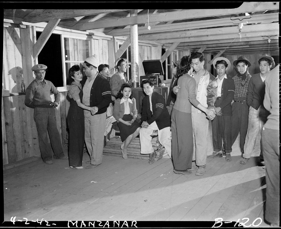 Manzanar Relocation Center, Manzanar, California. Dancing for recreation at Manzanar reception cent . . . - NARA - 536868