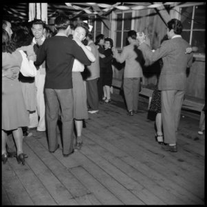 Manzanar Relocation Center, Manzanar, California. Dance in the social hall at this War Relocation A . . . - NARA - 538573