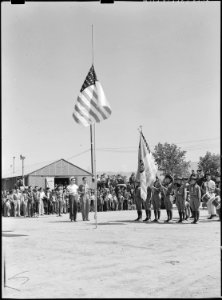 Manzanar Relocation Center, Manzanar, California. Evacuee Boy Scouts took a leading part in the Mem . . . - NARA - 538507