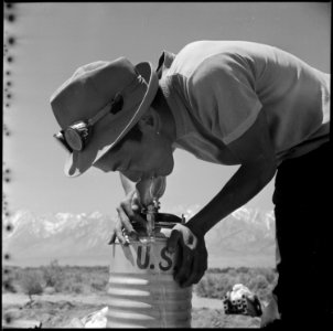 Manzanar Relocation Center, Manzanar, California. Masaro Takahashi, 19, evacuee farmer from Malibu . . . - NARA - 538535