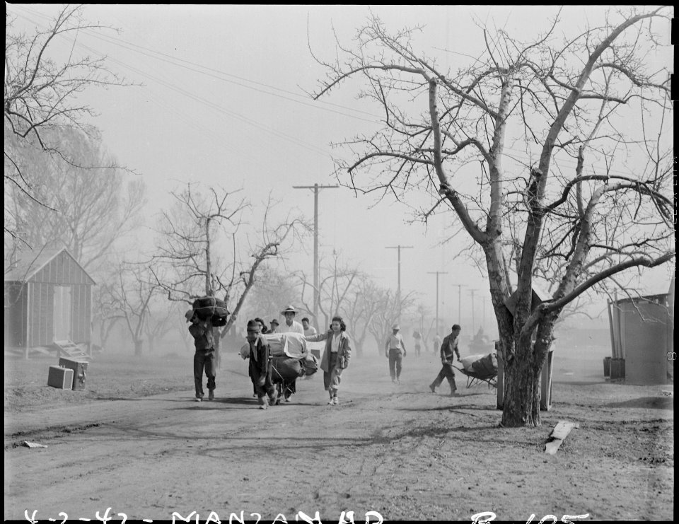 Manzanar Relocation Center, Manzanar, California. Newcomers move into Manzanar, a War Relocation Au . . . - NARA - 536854