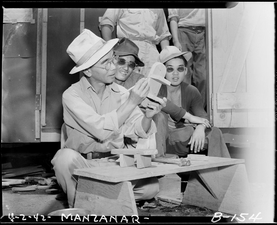 Manzanar Relocation Center, Manzanar, California. Opportunities are offered for handicraft at this . . . - NARA - 536901